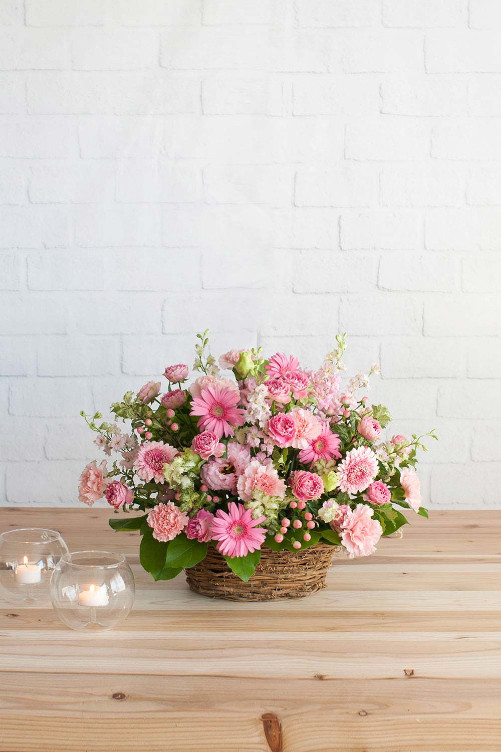 画像：【おまかせお祝い花アレンジメント】チャームピンク(ピンク) SSサイズ 高さ約35cm